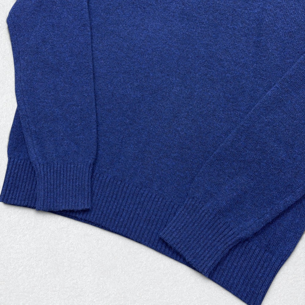 J.Crew Sweater Mens Large Heathered Blue Henley Lambswool Blend Raglan Pullover - Picture 4 of 10